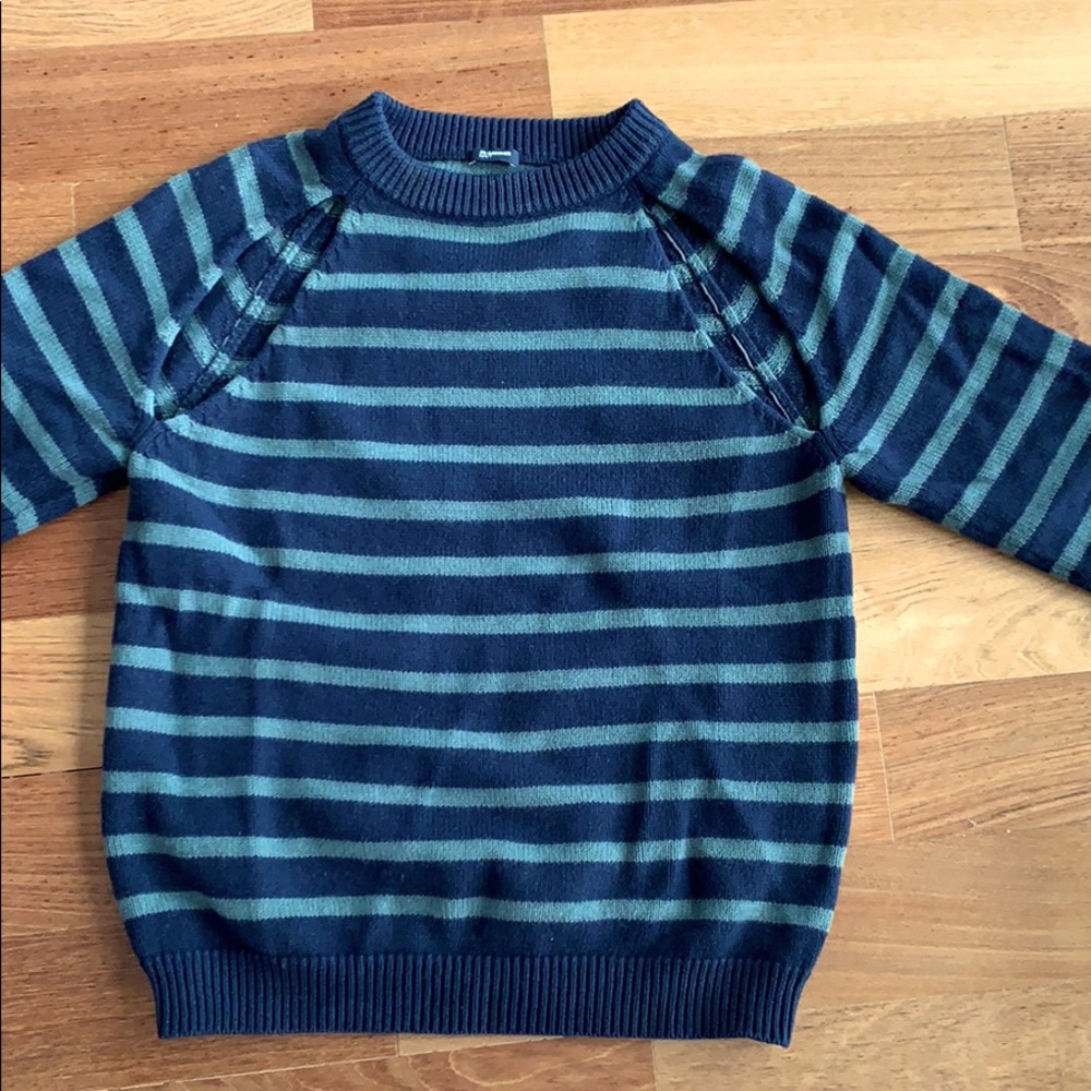 Jill Sander navy blue and kaki green sweater